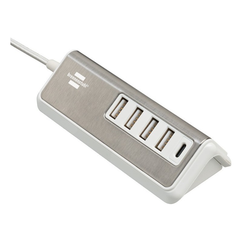 brennenstuhl®estilo Mehrfach USB Ladegerät / USB Ladestation mit hochwertiger Edelstahloberfläche