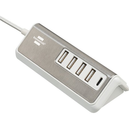 brennenstuhl®estilo Mehrfach USB Ladegerät / USB Ladestation mit hochwertiger Edelstahloberfläche
